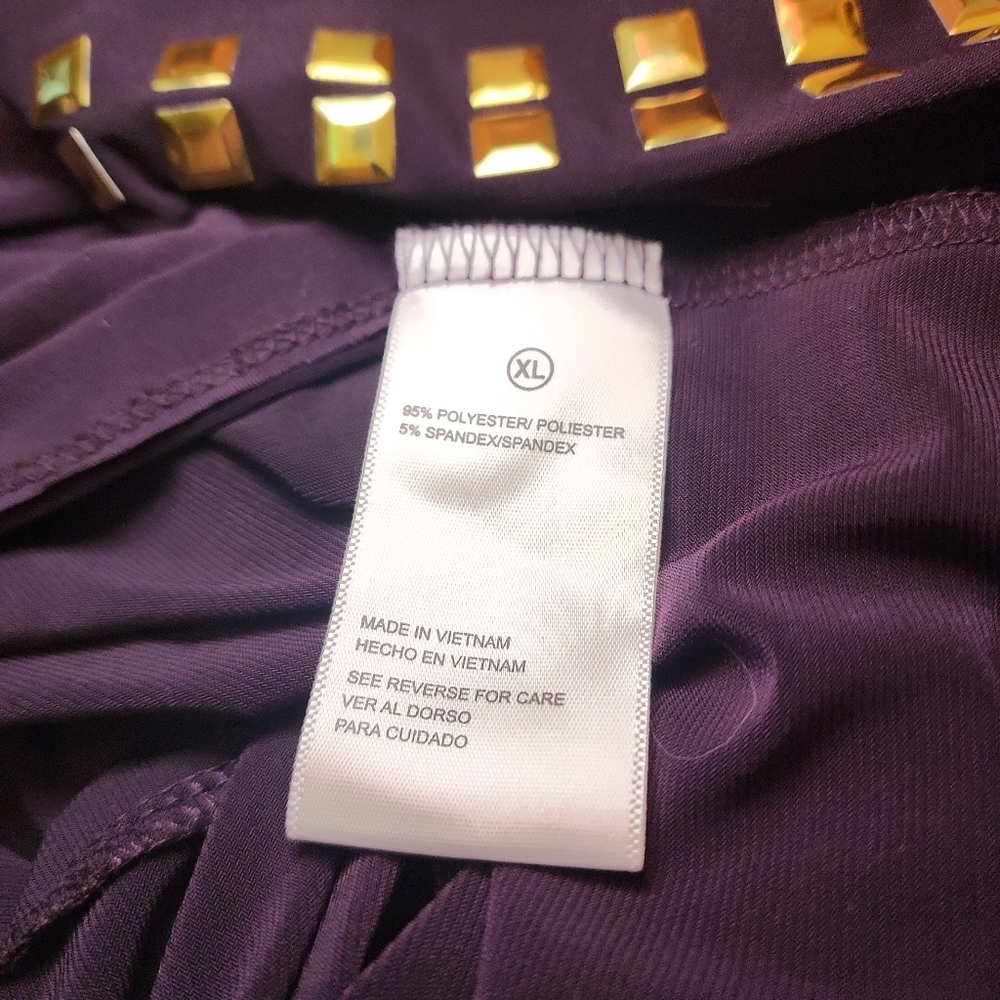 Shelby & Palmer Studded Purple&Gold Scoop Neck Sheath Dress XL Sleeveless Knit ❥ - Picture 8 of 9